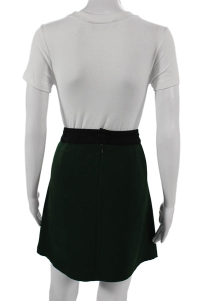 Nanette Lepore Women A-Line Mini Skirt Green Polyester Size 12