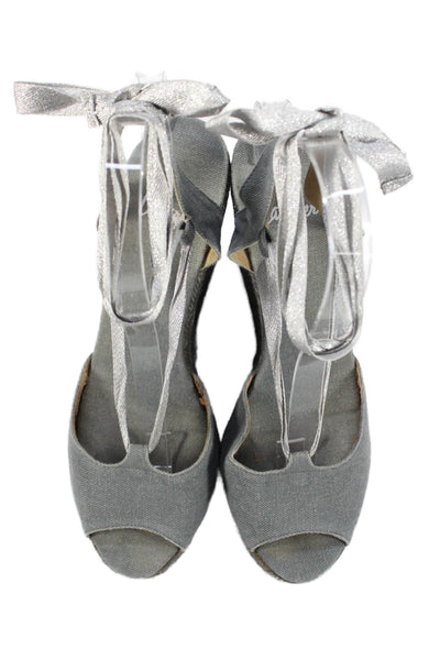 Castaner Womens Slingback Peep Toe Platform Wedge Sandals Gray Size 9