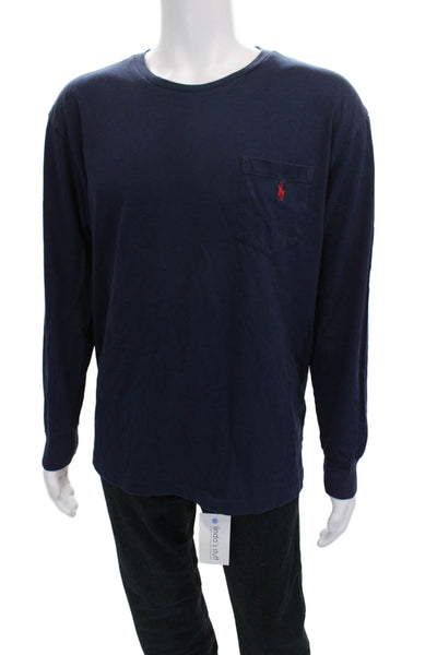 Polo Ralph Lauren Mens Long Sleeve Cotton Crew Neck T-Shirt Blue Size L