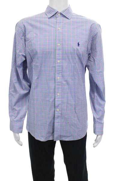 Polo Ralph Lauren Mens Button Up Blue Check Long Sleeve Shirt Size XL