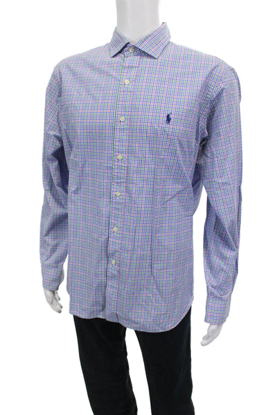 Polo Ralph Lauren Mens Button Up Blue Check Long Sleeve Shirt Size XL