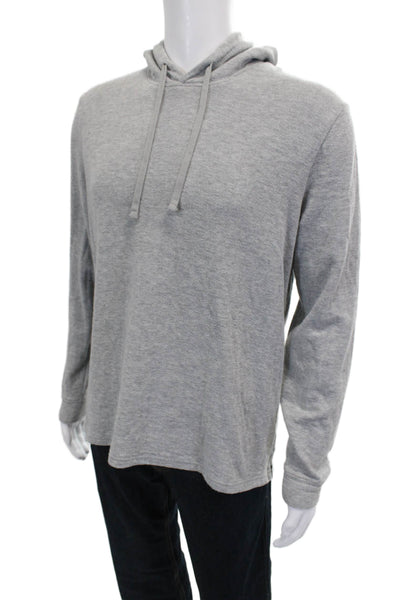 Vince Mens Gray Cotton Pullover Hoodie Long Sleeve Drawstring Size L