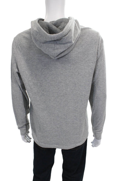 Vince Mens Gray Cotton Pullover Hoodie Long Sleeve Drawstring Size L