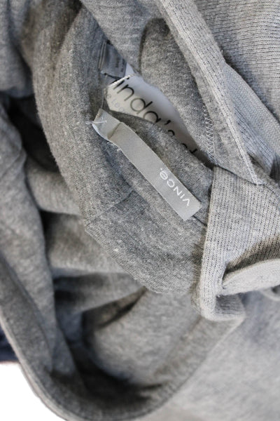 Vince Mens Gray Cotton Pullover Hoodie Long Sleeve Drawstring Size L