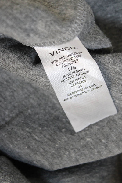 Vince Mens Gray Cotton Pullover Hoodie Long Sleeve Drawstring Size L
