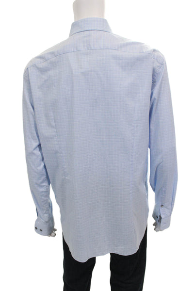 John Varvatos Star USA Mens Blue Cotton Check Blouse Long Sleeve Size L
