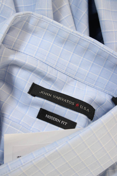John Varvatos Star USA Mens Blue Cotton Check Blouse Long Sleeve Size L