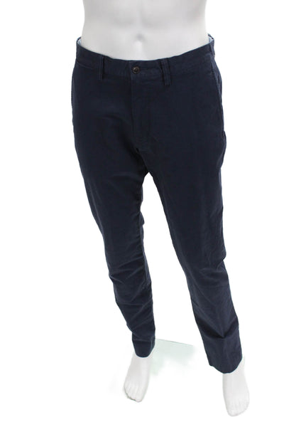 Polo Ralph Lauren Mens Chino Pants Blue Cotton Button Solid Size 34