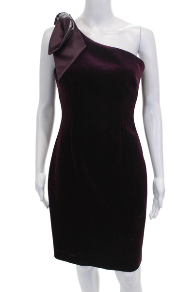 Eliza J Womens Sheath Dress Purple One Shoulder Sleeveless Zip Mini Size 4