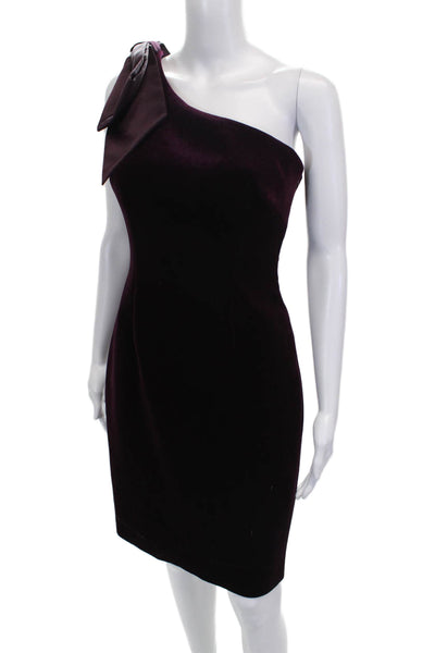 Eliza J Womens Sheath Dress Purple One Shoulder Sleeveless Zip Mini Size 4