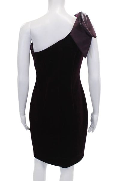 Eliza J Womens Sheath Dress Purple One Shoulder Sleeveless Zip Mini Size 4