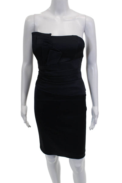 Cache Women Sheath Dress Black Acetate Sweetheart Zip Above Knee Size 2