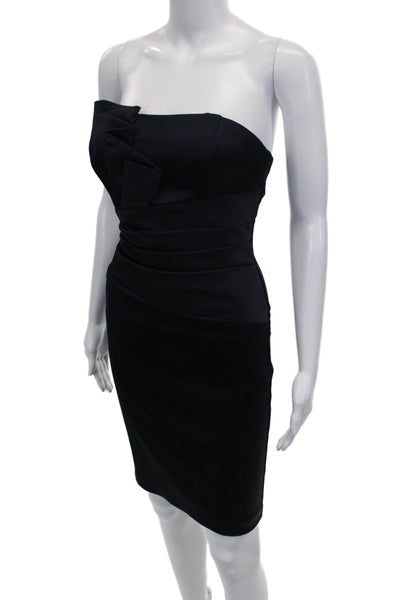 Cache Women Sheath Dress Black Acetate Sweetheart Zip Above Knee Size 2