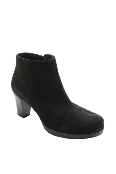 C La Canadienne Womens Suede Zippered Heeled Ankle Boots Black Size 7.5