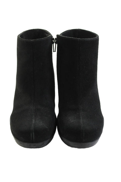 C La Canadienne Womens Suede Zippered Heeled Ankle Boots Black Size 7.5