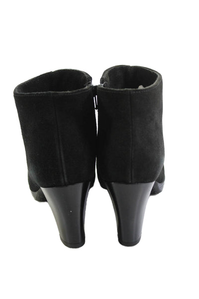 C La Canadienne Womens Suede Zippered Heeled Ankle Boots Black Size 7.5