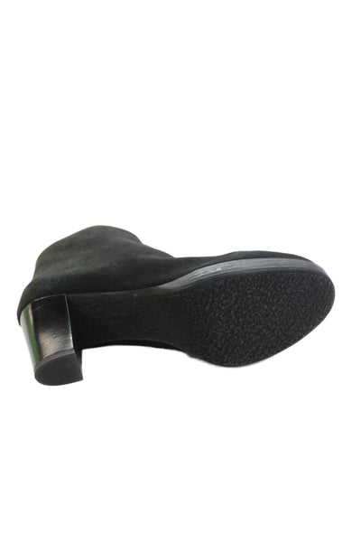 C La Canadienne Womens Suede Zippered Heeled Ankle Boots Black Size 7.5