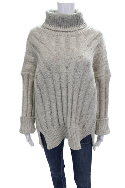 Allie Rose Women Turtleneck Pullover Sweater Gray Geometric Polyester Size L