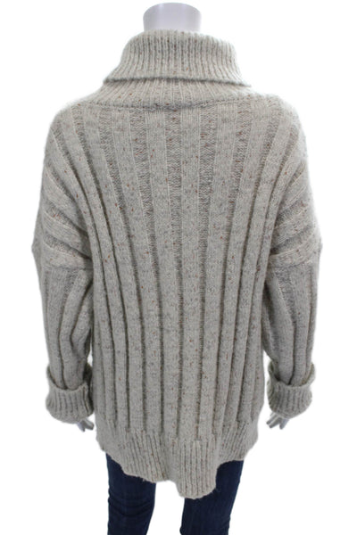 Allie Rose Women Turtleneck Pullover Sweater Gray Geometric Polyester Size L
