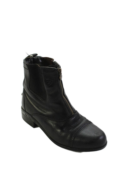 Ariat Womens Leather Cap Toe Brogue Zip Detail Ankle Boots Shoes Black Size 4
