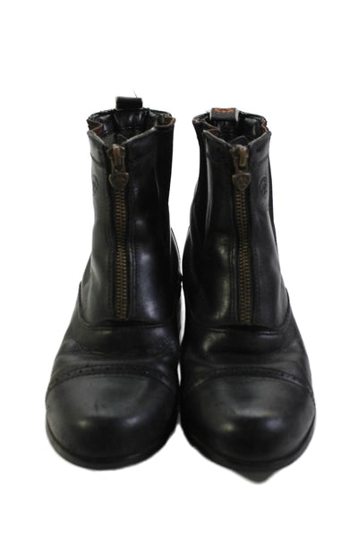 Ariat Womens Leather Cap Toe Brogue Zip Detail Ankle Boots Shoes Black Size 4