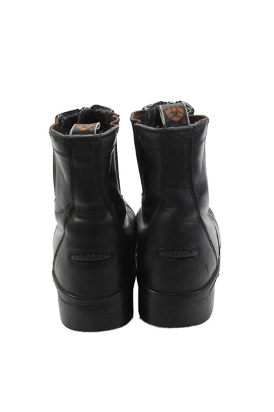 Ariat Womens Leather Cap Toe Brogue Zip Detail Ankle Boots Shoes Black Size 4
