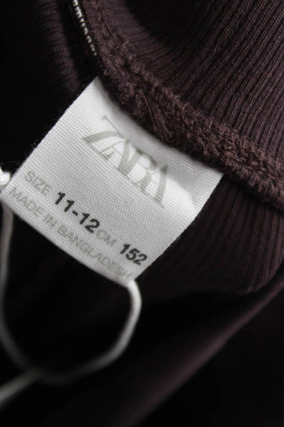 Zara Childrens Girls Pull On Leggings Brown Cotton Size 11-12