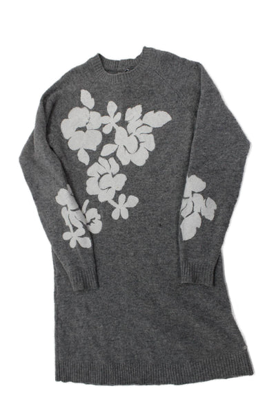 Tartine et Chocolat Childrens Girls Embroidered Sweater Dress Grey Size 12