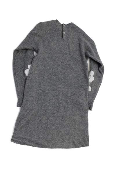 Tartine et Chocolat Childrens Girls Embroidered Sweater Dress Grey Size 12