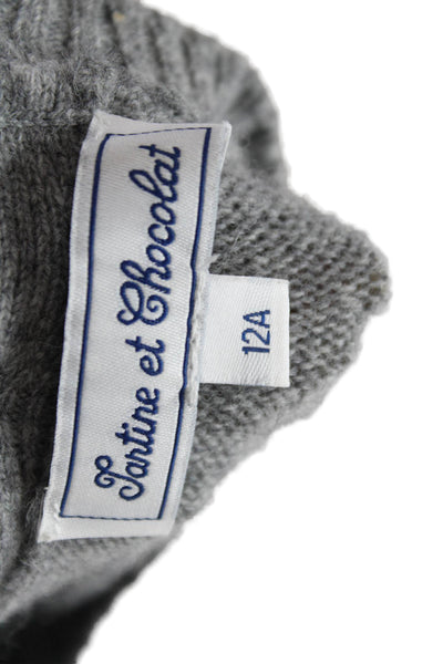 Tartine et Chocolat Childrens Girls Embroidered Sweater Dress Grey Size 12