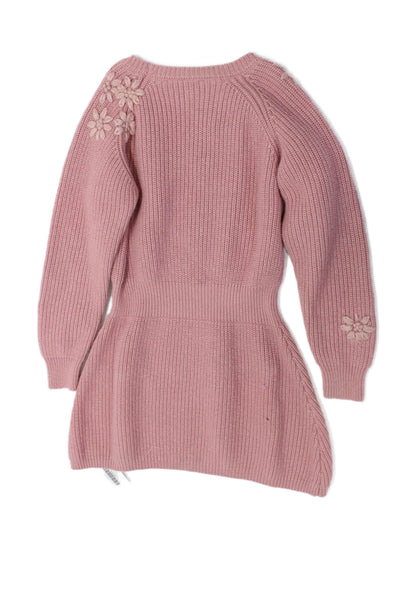 Tartine et Chocolat Childrens Girls A Line Sweater Dress Pink Cotton Size 10