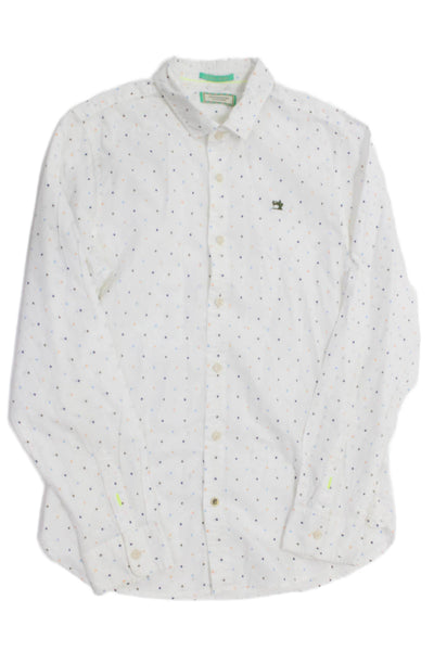 Scotch & Soda Childrens Boys Diamond Print Button Down Shirt White Size 12