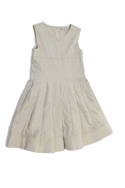 Twinset Childrens Girls Pleated Sleeveless A Line Dress Beige Size 12
