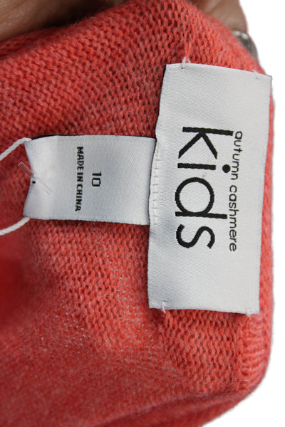 Autumn Cashmere Kids Childrens Girls Roll Neck Zipper Cuffs Sweater Pink Size 10