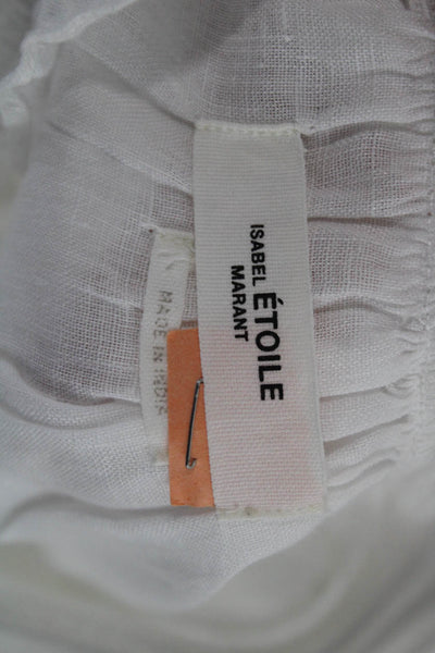 Isabel Marant Etoile Womens White Linen High Neck Blouse Long Sleeve Size 40