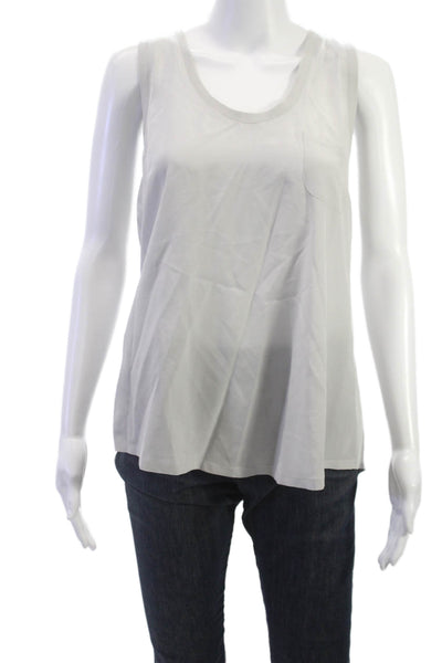 Joie Women Basic Gray Silk Scoop Neck Sleeveless Tank Size M