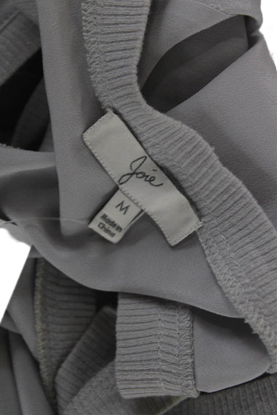 Joie Women Basic Gray Silk Scoop Neck Sleeveless Tank Size M