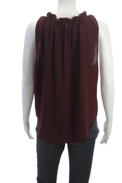 Misa Womens Basic V Neck Sleeveless Viscose Tank Top Red Size M