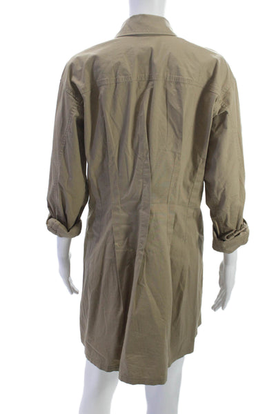 Pilcro Anthropologie Womens Beige Shirt Dress 3/4 Sleeve Collared Size M