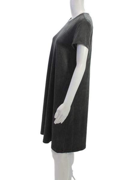 J. Mclaughlin Womens Shift Dress Gray Short Sleeve Crew Neck Knee Length Size M