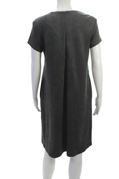 J. Mclaughlin Womens Shift Dress Gray Short Sleeve Crew Neck Knee Length Size M