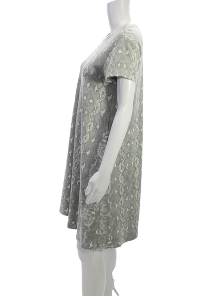 J. Mclaughlin Women Shift Dress Gray Animal Print Short Sleeve Size M