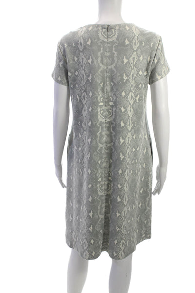 J. Mclaughlin Women Shift Dress Gray Animal Print Short Sleeve Size M