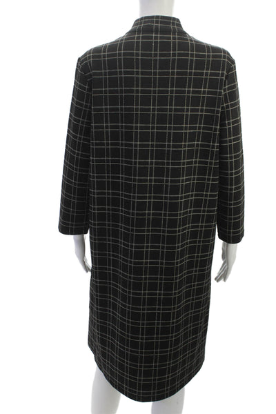 J. Mclaughlin Women Shift Dress Black High Neck 3/4 Sleeve Knee Length Size L
