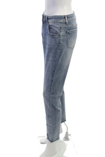Frank Lyman Women Cropped Blue High Rise Cotton Blend Button Jeans Size M