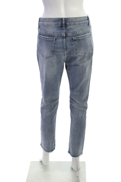 Frank Lyman Women Cropped Blue High Rise Cotton Blend Button Jeans Size M