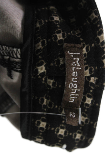 J. Mclaughlin Womens Black Rayon Geometric Dress Pants Zip Size 12