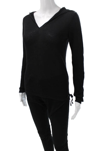 Moth Women Basic Black V-Neck Long Sleeve Rayon Knit Top Size S