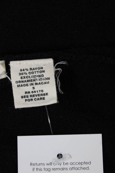 Moth Women Basic Black V-Neck Long Sleeve Rayon Knit Top Size S