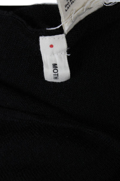 Moth Women Basic Black V-Neck Long Sleeve Rayon Knit Top Size S